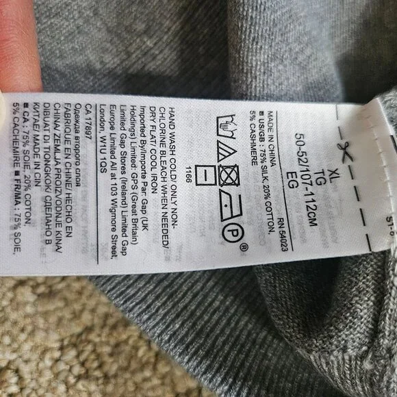 Banana Republic Luxury Blend Silk Cashmere V-Neck Men's Sweater SZ X-Large Gray - Picture 8 of 11